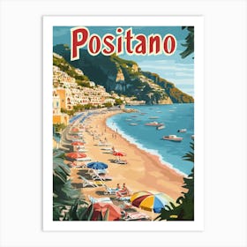 Aihrgdesign A Classic 1960s Travel Poster For Positano 4 Art Print