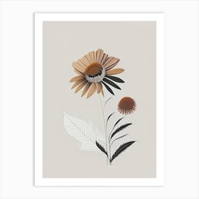 Echinacea Spices And Herbs Retro Minimal 3 Art Print
