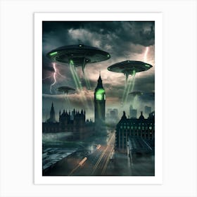 Aliens Over London Art Print