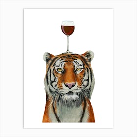 Tiger With Wineglass Art Print