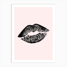 Black And White Drawing Of A Lips Art Print