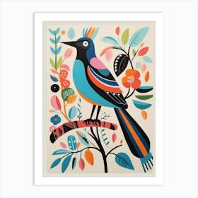 Colourful Scandi Bird Magpie 6 Art Print
