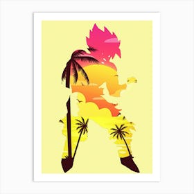 Anime Negative Space ― Goku Saiya Sunset Art Print