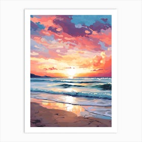 Four Mile Beach Australia At Sunset, Vibrant Painting 3 Art Print