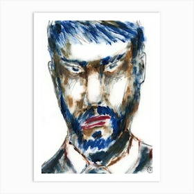 Portrait Of A Man In Cobalt And Umber Art Print