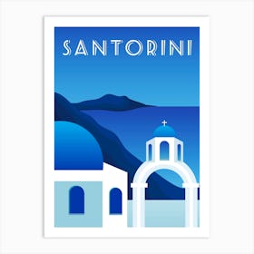 Greece, Santorini — Retro travel minimalist poster 6 Art Print