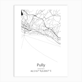 Pully,Switzerland Minimalist Map Art Print