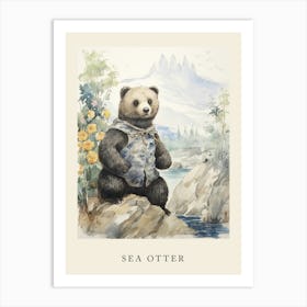 Beatrix Potter Inspired  Animal Watercolour Sea Otter 1 Art Print