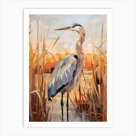 Bird Painting Great Blue Heron 1 Art Print