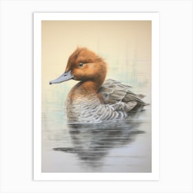 Vintage Bird Drawing Canvasback 1 Art Print