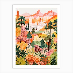 Gardens Of Alhambra Spain Modern Illustration 1 Art Print