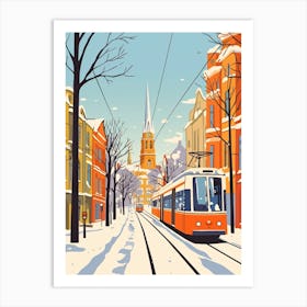 Retro Winter Illustration Hamburg Germany 2 Art Print