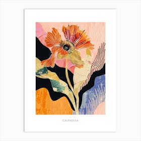 Colourful Flower Illustration Poster Calendula 2 Art Print