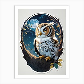 Owl In The Moonlight Art Print