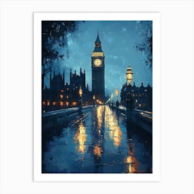 Fantasy Rainy Night In London 9 Art Print