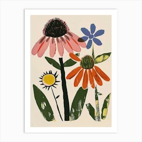 Painted Florals Coneflower Art Print