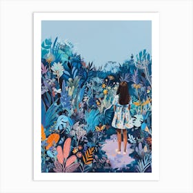 In The Garden Blue 1 Art Print