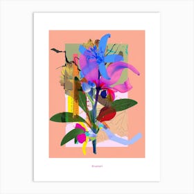 Bluebell 4 Neon Flower Collage Poster Art Print