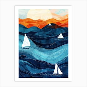 Sailboats At Sunset 21 Art Print