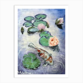 Koi Pond oil painting Art Print