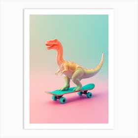 Pastel Toy Dinosaur On A Skateboard 3 Art Print