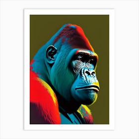 Gorilla With Thinking Face Gorillas Primary Colours 1 Art Print