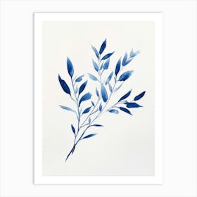 Blue Watercolor Leaf Art Print