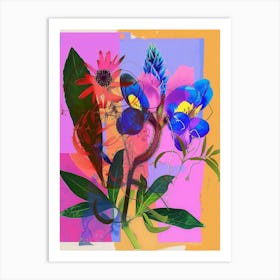 Bluebonnet 1 Neon Flower Collage Art Print