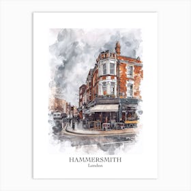 Hammersmith London Borough   Street Watercolour 4 Poster Art Print