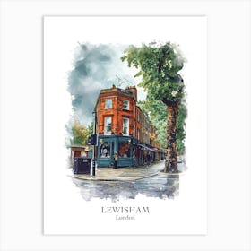 Lewisham London Borough   Street Watercolour 1 Poster Art Print