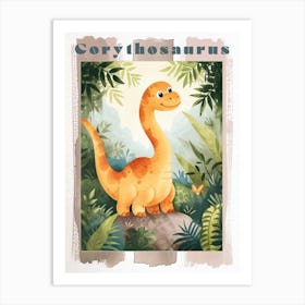 Cute Cartoon Corythosaurus Dinosaur Poster Art Print