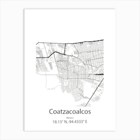 Coatzacoalcos,Mexico Minimalist Map Art Print