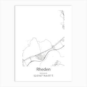 Rheden,Netherlands Minimalist Map Art Print