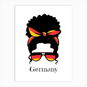 Cute Women Style Wearing Germany Flag Glasses Art Print