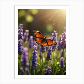 Butterfly On Lavender Flowers 4 Art Print