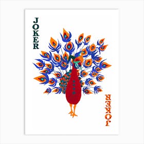Peacock Joker Card Art Print