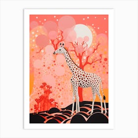 Giraffe Eating In The Tree Art Print