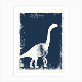 Navy Blue Dinosaur Silhouette 2 Art Print