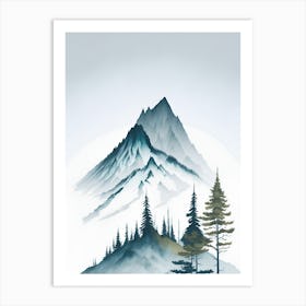 Mountain And Forest In Minimalist Watercolor Vertical Composition 19 Art Print