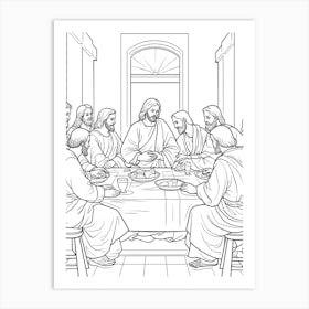Line Art Inspired By The Last Supper 2 Art Print