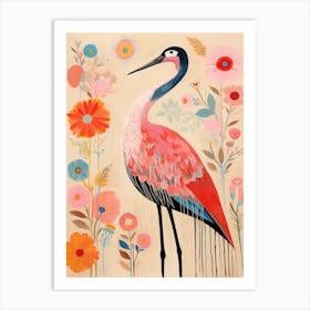 Pink Scandi Crane 3 Art Print