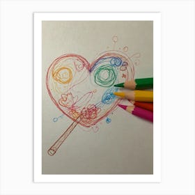 Heart With Crayons 1 Art Print