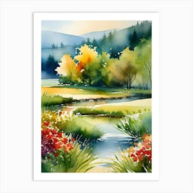 Watercolor Of A River 3 Art Print