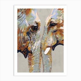 Familial Love Of Elephants Art Print