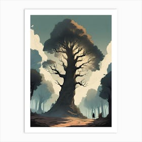 Shadow Of The Great Tree blue Art Print