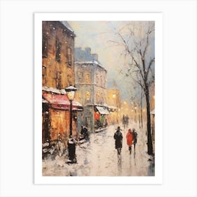 Vintage Winter Painting Montreal Canada Art Print