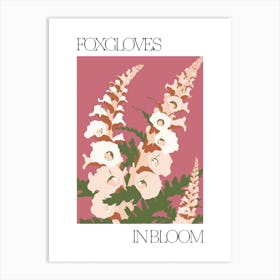 Foxgloves In Bloom Flowers Bold Illustration 2 Art Print