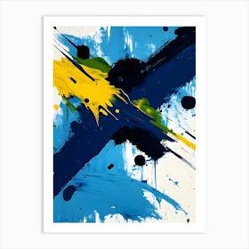 Blue And Yellow Splatters Art Print