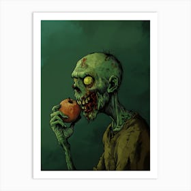 Scary Zombie Eating An Apple 12 Art Print