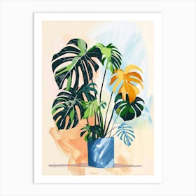 Monstera Plant Minimalist Illustration 6 Art Print